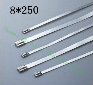 High Quality 100pcs 8mmx250mm Self-Locking Stainless Steel Zip Cable Tie Lock Tie Wrap