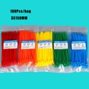 New Arrival 100Pcs/bag 3X150MM Self-Locking White BlACK Red Blue Yellow Nylon Wire Cable Zip Ties