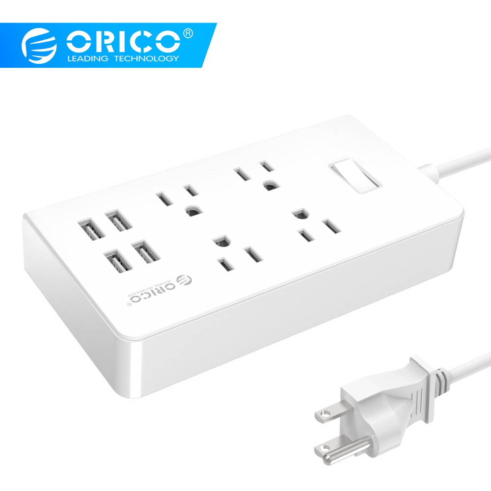 ORICO Electronic Strip Socket US Plug Power Strip  2 AC 4 AC Outlet Surge Protector 4 USB Charger 