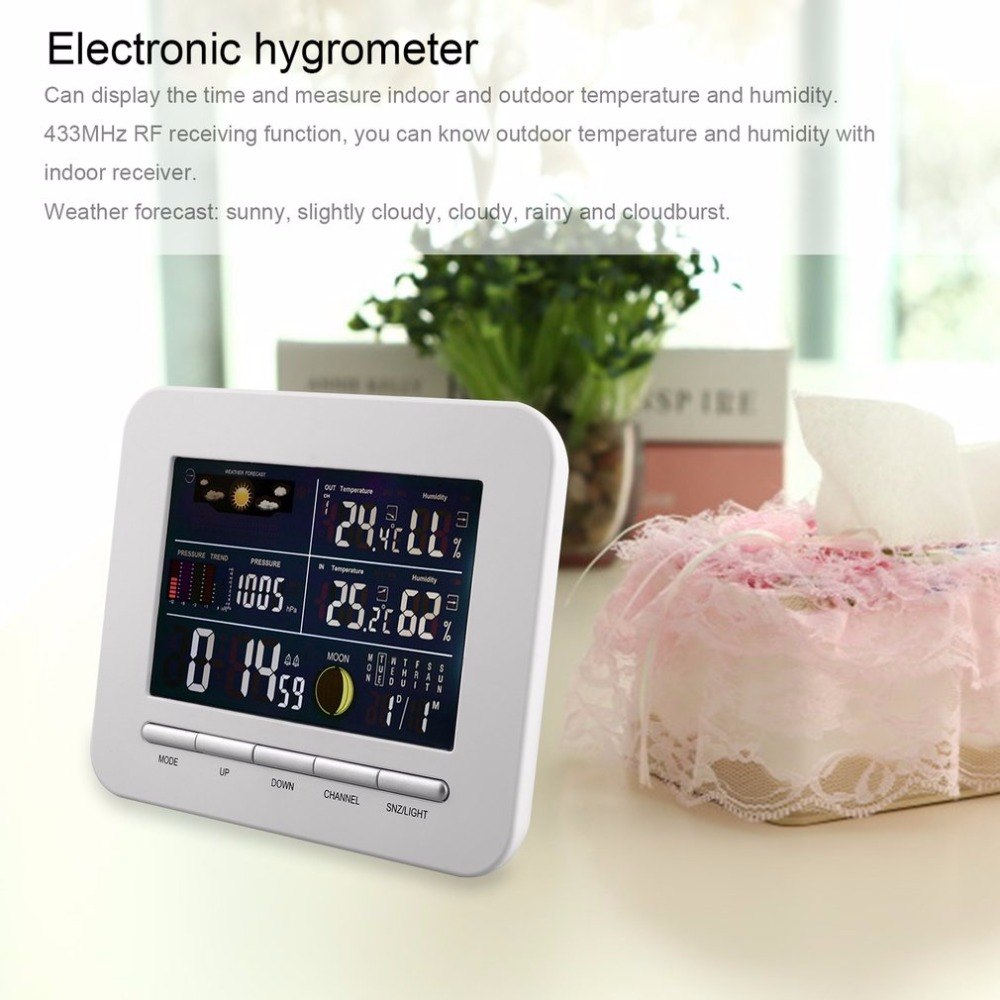OUTAD Wireless Digital Forecast Weather Station Clock Remote Sensor Indoor Outdoor Temperature Humid