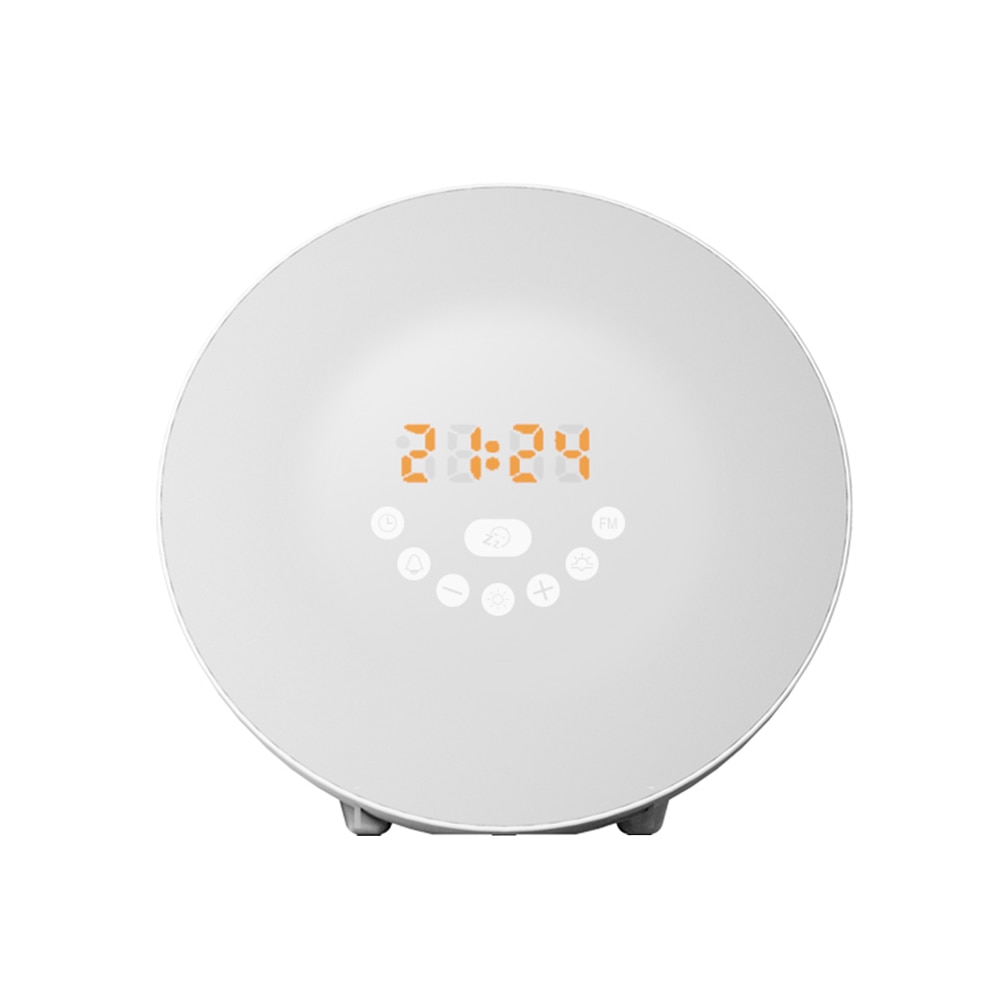New Digital Alarm Clock with Simulation Sunrise LED Lights Wake Up FM Radio Colorful Light Touch Sen