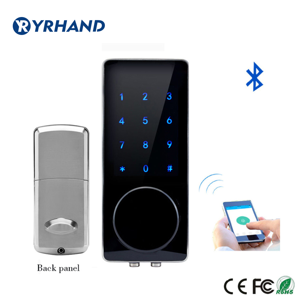 Silver Zinc Alloy Home Smart Bluetooth Electronic Touch Screen Code Password Lock Deadbolt Door Lock