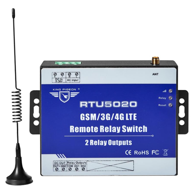 Wireless Relay Switch 3G 4G SMS Remote Controller with 2 Relay Outputs for Street Light Automation C