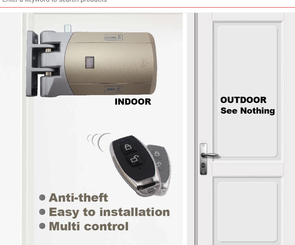 No Wiring Easy to Installation More Secure Anti-Theft 433MHz Invisible Lock with 2 Remotes
