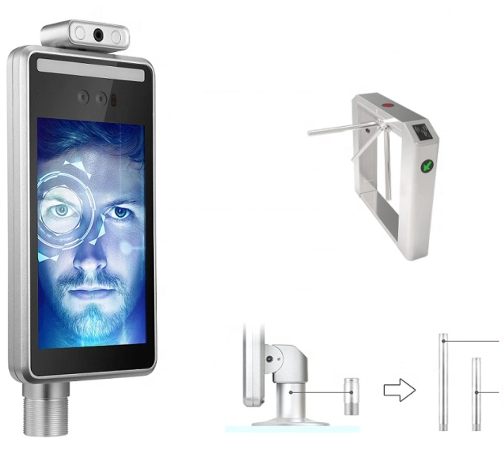 8" LCD Qr Code Card Reader Non-Contact Touch Screen Body Temperature Detection Face Recognition Terminal Access Control Manufacturer
