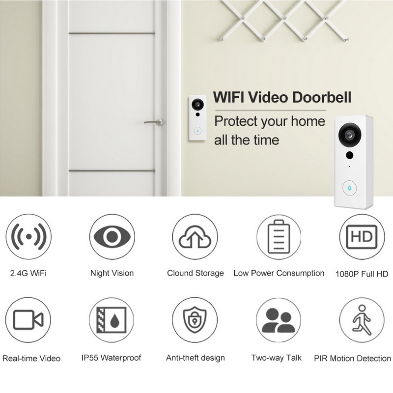 Smart Doorbell WiFi Wireless Video Intercom Door Ring Security Camera Bell 720p