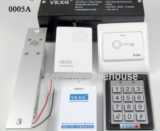 [1280132182] Bolt Lock DIY Kit w Rugged Alloy PIN + RFID 125 Khz Keypad + Cards + Door Bell