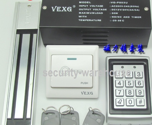 [1280188653] Electro-Magnetic door lock Kit 180kg w RFID 125 Khz Rugged Alloy Keypad + Keys Access Control