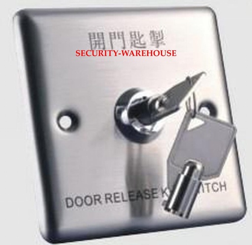 [2021943898] door exit button release key switch 86x86mm +key metallic for access control
