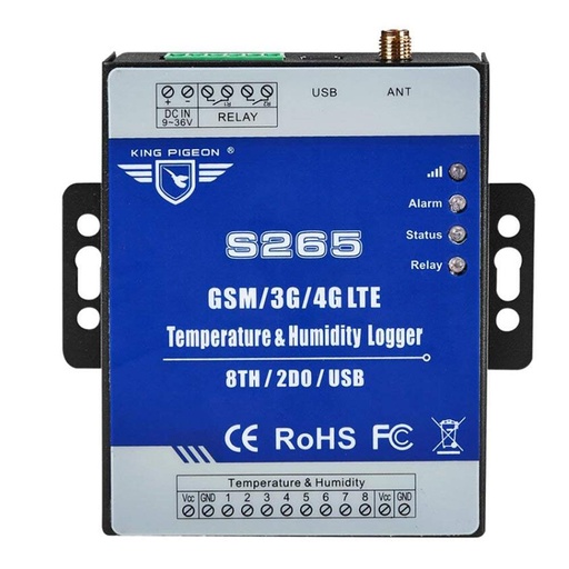 [S265] KingPigeon Temperature and Humidity Data Logger Recorder Monitor 3G Remote Alarm Controller with External Probes Sensors S265