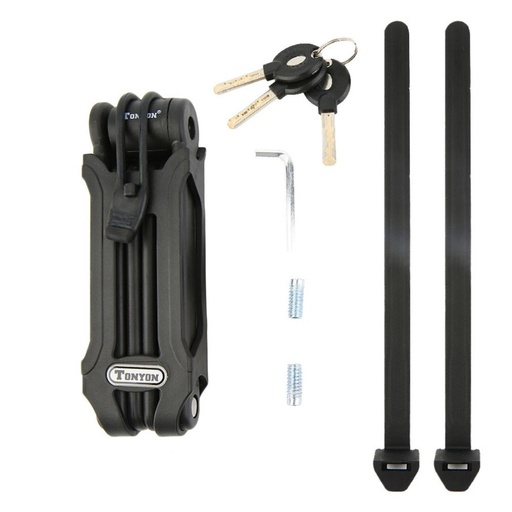 [32885481484] TONYON Folding Bike Lock Ultra Strong Harden Steel Alloy Metal Bone With Plastic Coating 