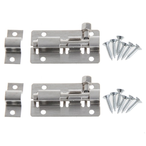 [32799603526] 2Pcs 2" Stainless Steel Door Lock Latch Slide Straight Barrel Bolt Clasp Set New S08 Drop ship