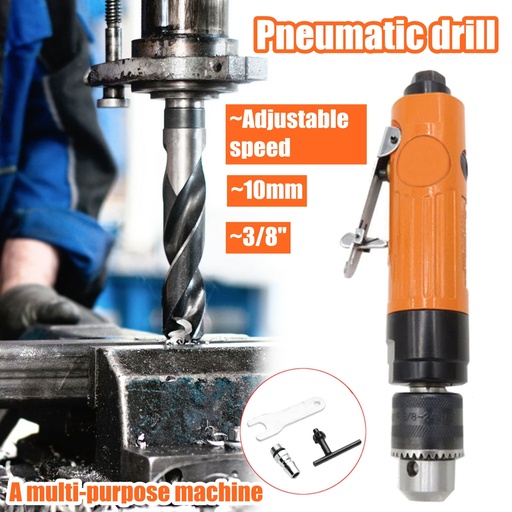[32943801293] 10mm Handheld Straight Pneumatic Drill Electric Drill Air Compressed Adjustable Speed Tool