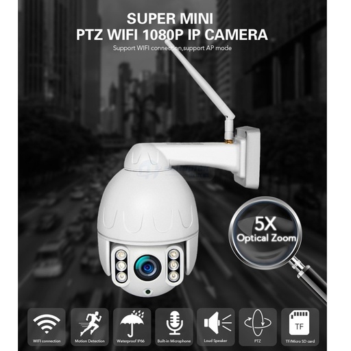 [32963351026] MINI PTZ WIFI IP Camera 1080P 5X ZOOM Outdoor Dome Wireless Onvif IP Camera 2.0MP Night Vision 50m 