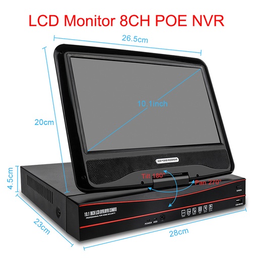 [32806085436] Techage 8CH 1080P POE CCTV System 10.1" LCD NVR Kit 2MP Indoor Outdoor Dome Vandalproof IP Camera P2