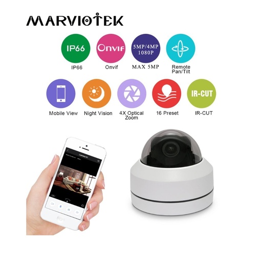 [32906666202] 5MP PTZ IP Dome Camera Outdoor 4x Zoom Video Surveillance CCTV Camera PTZ IR Night Vision P2P POE 