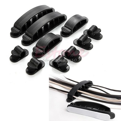 [32820025131] 10Pcs Cable Cord Wire Line Organizer Plastic Clips Ties Fixer Fastener Holder Z17 Drop ship