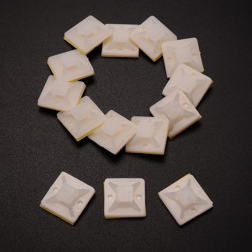 [32763633625] 100PCS/Pack White Self Adhesive Cable Wire Zip Tie Mounts Bases Wall Holder 20*20mm