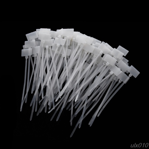 [32838322882] 100pcs White Plastic Nylon Mark Tags Label Sticker Cable Zip Ties 2mm x 110mm S08 Drop ship