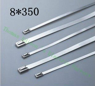 [2024765558] High Quality 100pcs 8mmx350mm Self-Locking Stainless Steel Zip Cable Tie Lock Tie Wrap