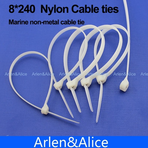 [1759561638] 100pcs 8mm*240mm Nylon cable ties  for boat vessel with Marine non-metal tie #8240