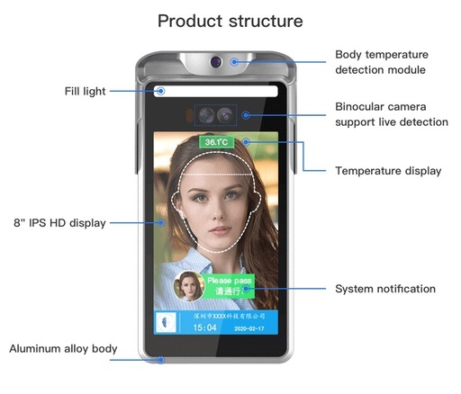 [WCAM101119340219] Face Recognition Ai Attendance Temperature Body Temperature Measuring Thermal