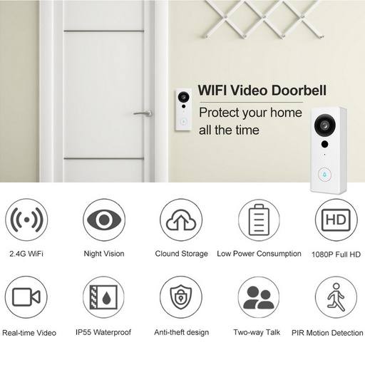 [WCAM101119340349] 1080P Home WiFi Security Video Door Phone Camera System Wireless Doorbell Intercom CCTV Camera System